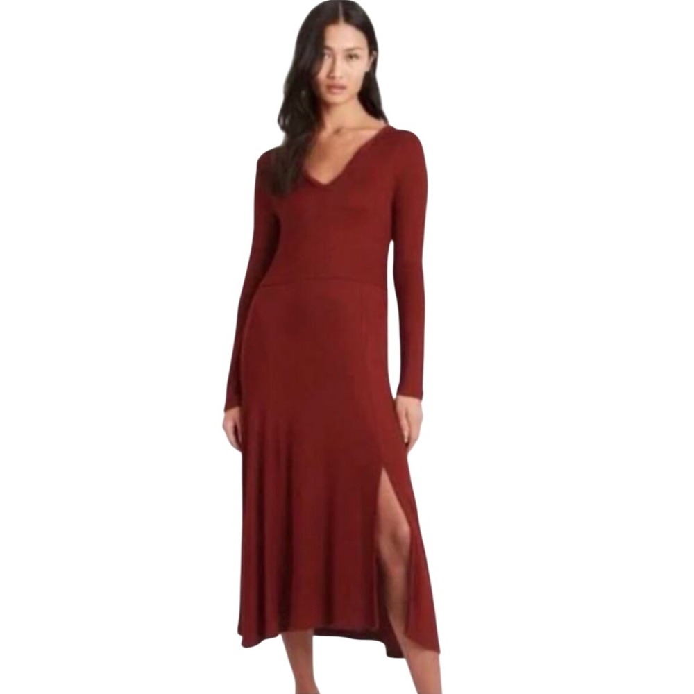 Banana Republic Sweater Dress Ribbed Fit & Flare Casual Preppy Office Red XS